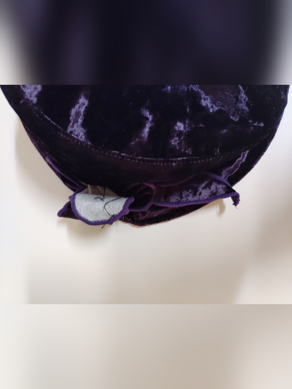 Velvet Floral Accent Cloche Hat in Deep Purple - Picture 7 of 10